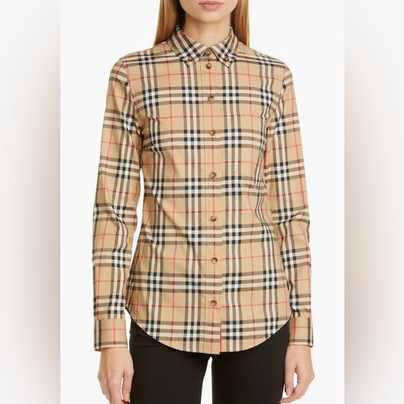 NWOT Authentic Burberry Women’s Long Sleeve Button Up - Lapwing Vintage Check - Picture 1 of 6